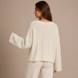 Marisol – cárdigan de punto trenzado oversize con esencia clásica relajada