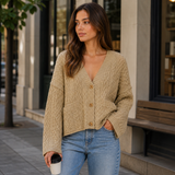 Marisol – cárdigan de punto trenzado oversize con esencia clásica relajada
