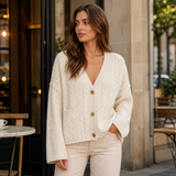 Marisol – cárdigan de punto trenzado oversize con esencia clásica relajada